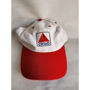 Vintage Citgo Gas Station Logo Snapback Hat White Red Two Tone Baseball Cap